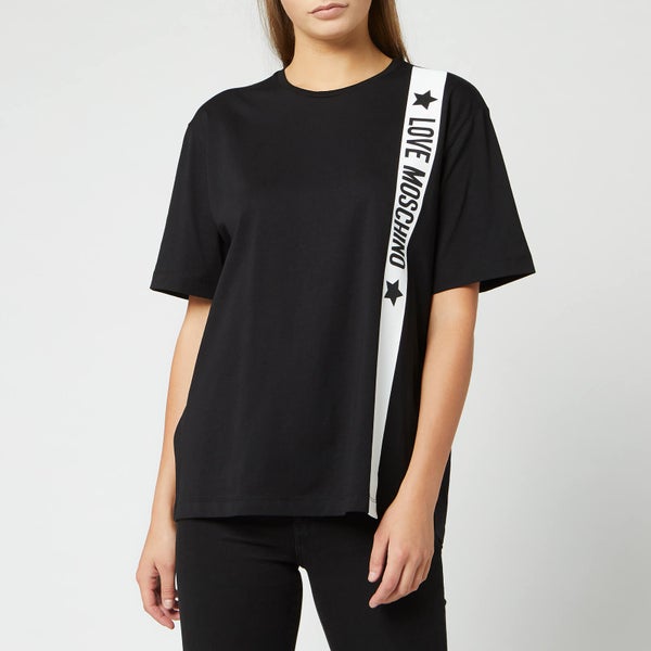 Love Moschino Women's Tape Logo T-Shirt - Black
