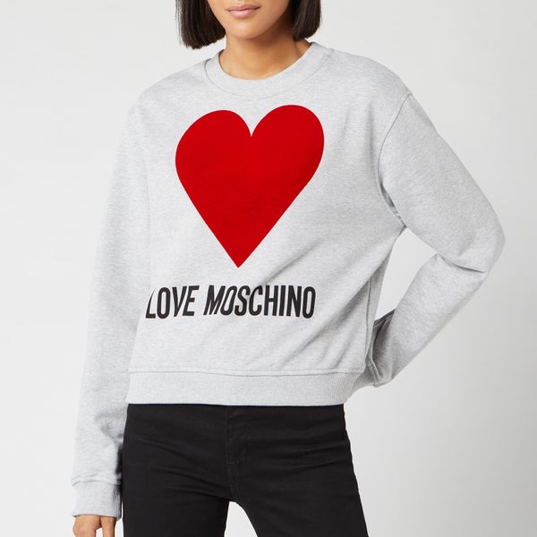 Love Moschino Women's Heart Sweater - Light Grey