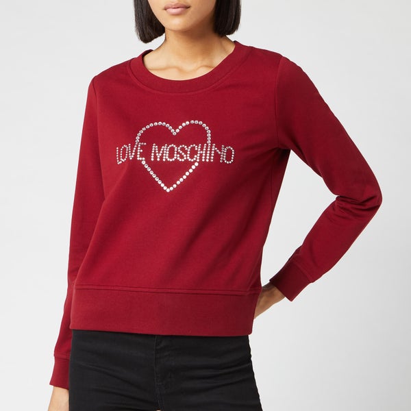 Love Moschino Women's Crystal Logo Sweater - Red