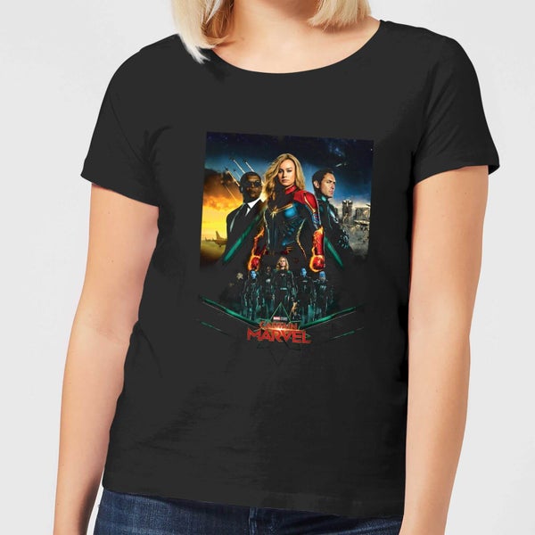 Captain Marvel Movie Starforce Poster Women's T-Shirt - Black
