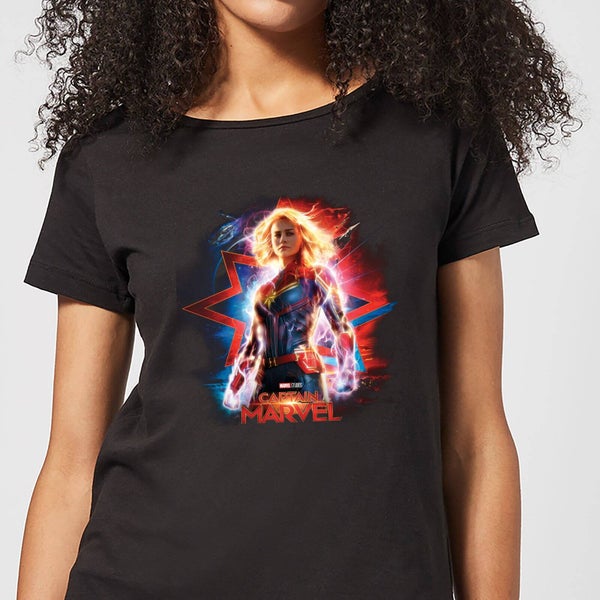 Captain Marvel Poster Damen T-Shirt - Schwarz