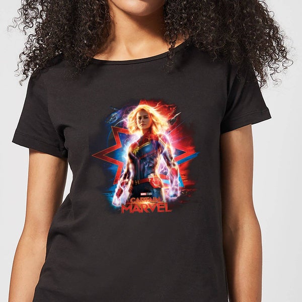 Captain Marvel Poster dames t-shirt - Zwart