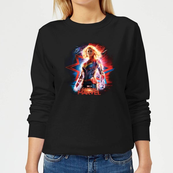 Captain Marvel Poster Women's Sweatshirt - Black
