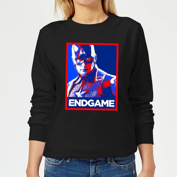 Avengers Endgame Captain America Poster Women's Sweatshirt - Black