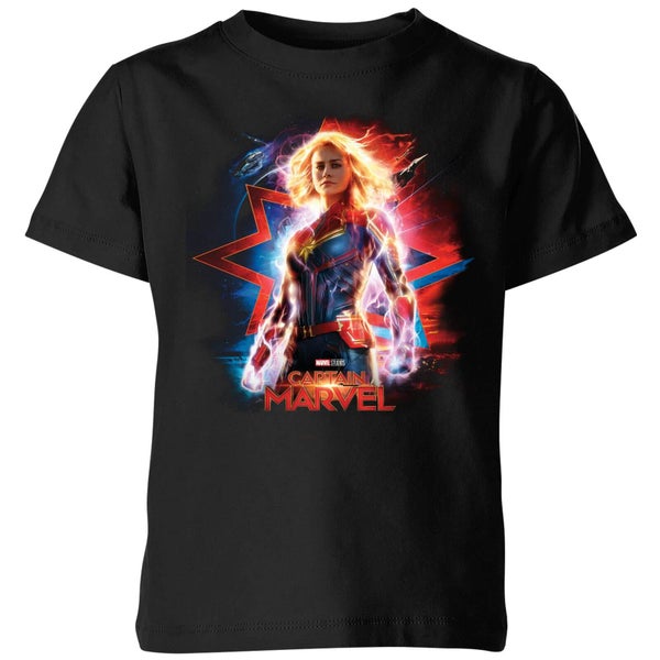 T-Shirt Captain Marvel Poster - Nero - Bambini