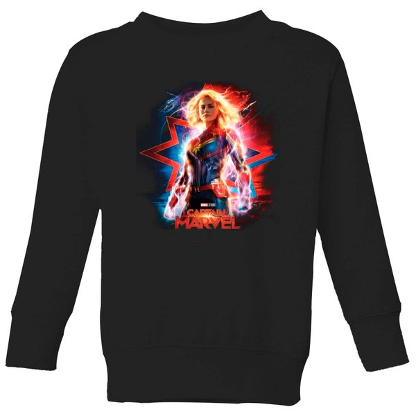 Captain Marvel Poster Kids' Sweatshirt - Black
