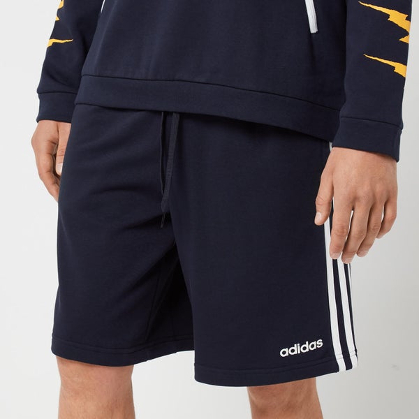 adidas Men's Essential 3 Stripe Fleece Shorts - Navy