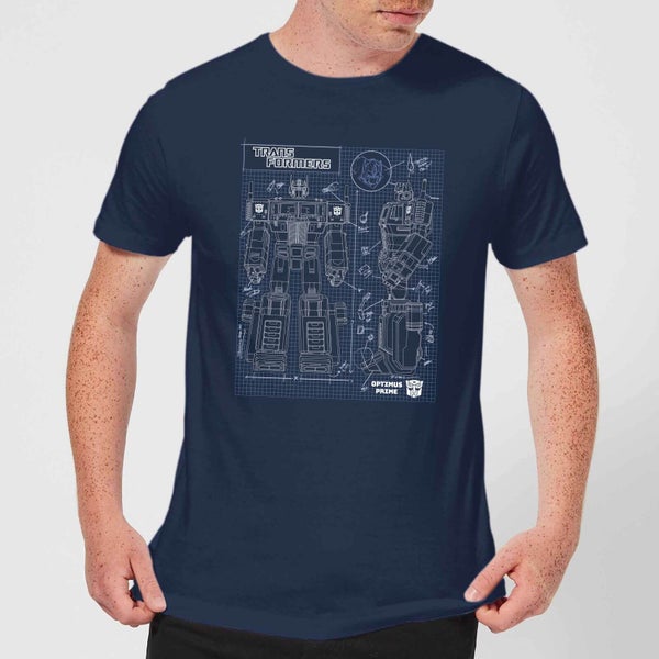 Transformers Optimus Prime Schematic Men's T-Shirt - Navy