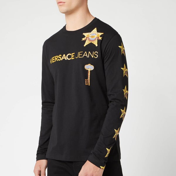Versace Jeans Men's Sleeve Stars Long Sleeve T-Shirt - Nero