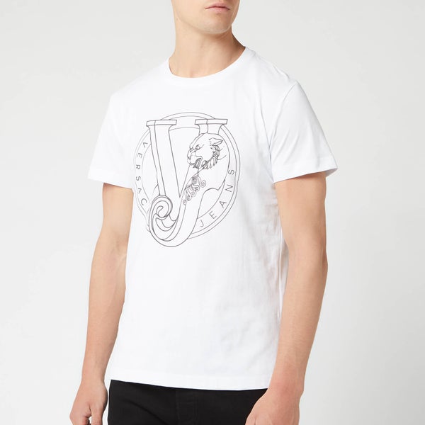 Versace Jeans Men's Round Logo T-Shirt - Bianco Ottico