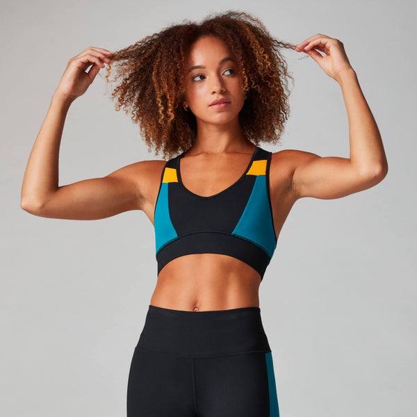 Power Color Block Sports Bra - Black