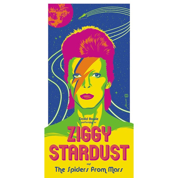 David Bowie - 'Ziggy Stardust' 12 x 24 Inches Limited Edition Screenprint by Brian Miller (Neon Colour Variant)