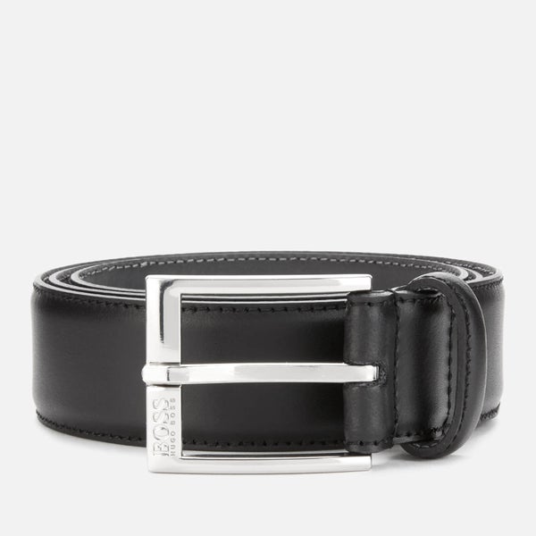 BOSS Men's Ellotyo Leather Stitching Detail Belt - Black
