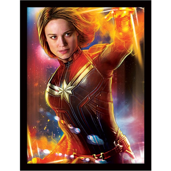 Captain Marvel (Glow) Framed 30 x 40cm Print