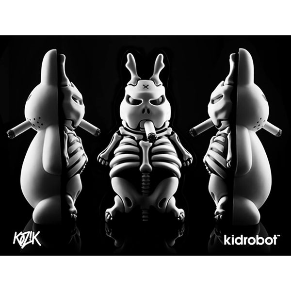 Kidrobot x Kozik - White Dunny Skeleton Labbit Frightmare Edition 10 Inch Vinyl Figure