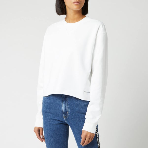 Calvin Klein Jeans Women's Raw Hem Crew Neck Sweatshirt - Bright White