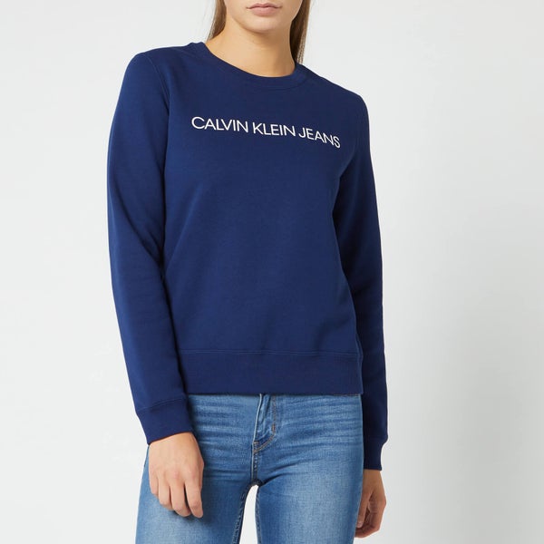 Calvin Klein Jeans Women's Institutional Regular Crew Neck Sweatshirt - Medieval Blue