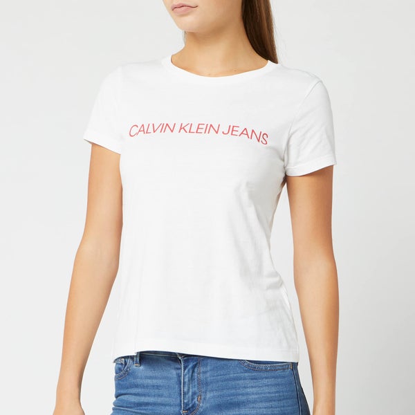 Calvin Klein Jeans Women's Institutional Logo Slim Fit T-Shirt - Bright White