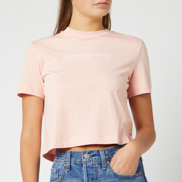 Calvin Klein Jeans Women's Shrunken Institutional Crop T-Shirt - Blossom