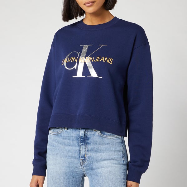 Calvin Klein Jeans Women's Monogram Boyfriend Crop Top - Medieval Blue