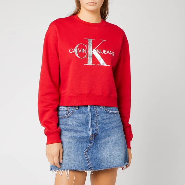 Calvin Klein Jeans Women's Monogram Boyfriend Crop Top - Barbados Cherry