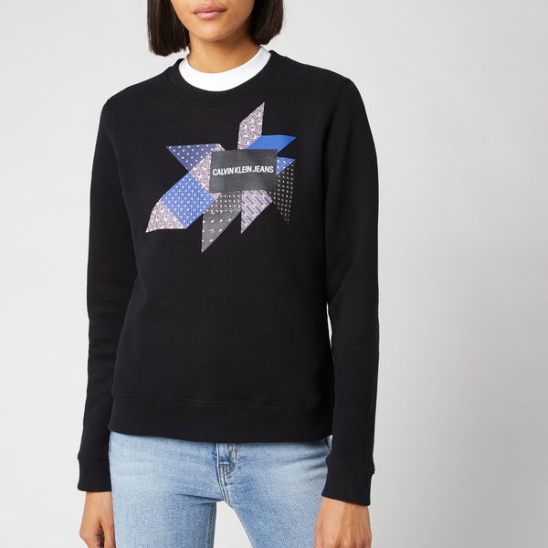 Calvin Klein Jeans Women's Quilt Graphic Crew Neck Sweatshirt - CK Black