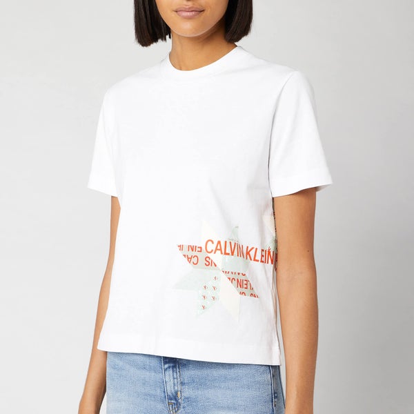 Calvin Klein Jeans Women's Institutional Quilt Slim Fit T-Shirt - Bright White