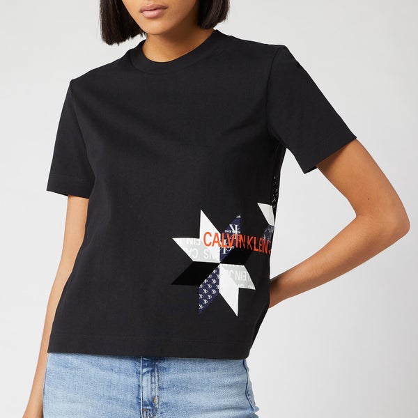 Calvin Klein Jeans Women's Institutional Quilt Slim Fit T-Shirt - CK Black