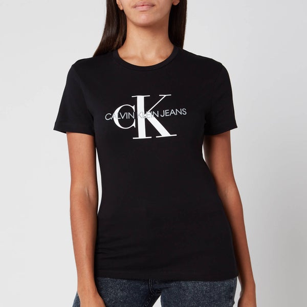 Calvin Klein Jeans Women's Monogram Logo Regular Fit T-Shirt - CK Black ...