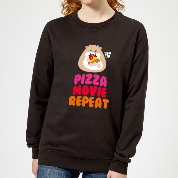 Hamsta Pizza Movie Repeat Logo Light Women's Sweatshirt - Black