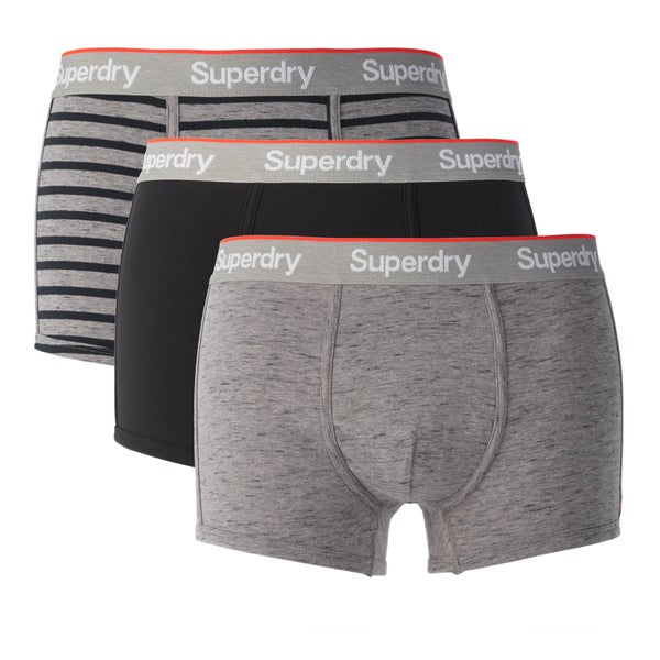 Superdry Men's Orange Label Triple Pack Boxers - Grey/Black
