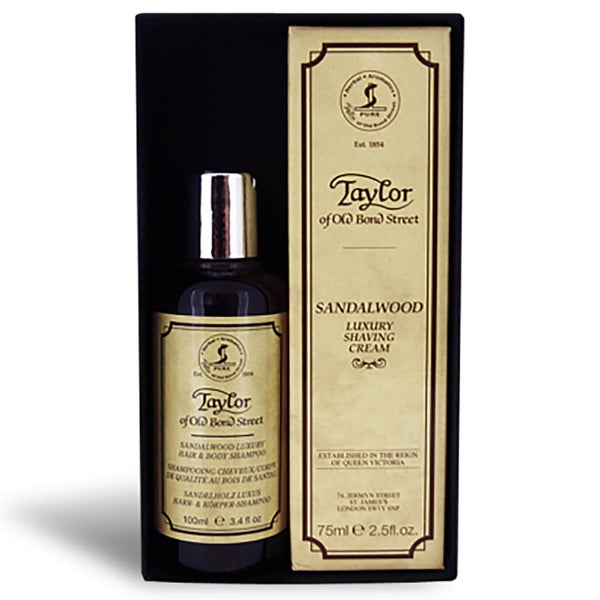 Taylor of Old Bond Street Sandalwood Hair & Body Shampoo 100ml And Shaving Cream Tube 75ml