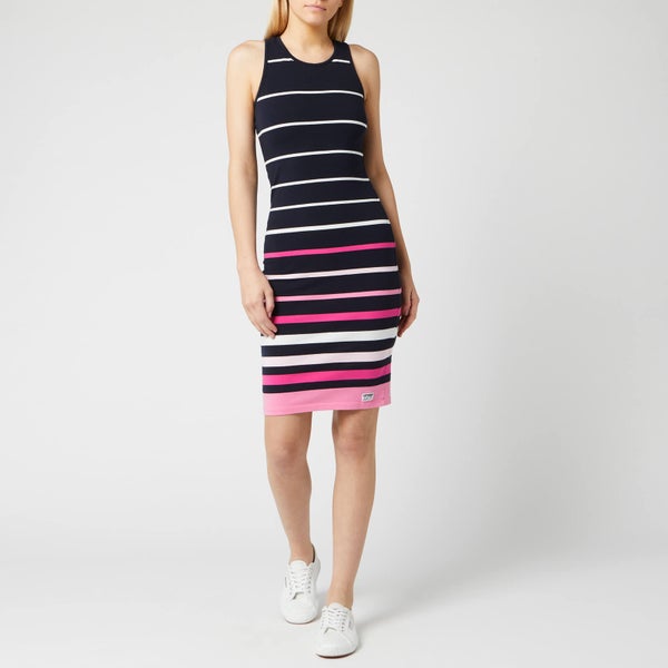 Superdry Women's Stripe Midi Dress - Navy Pink Stripe