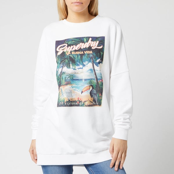 Superdry Women's Sun Island Crew Sweatshirt - White