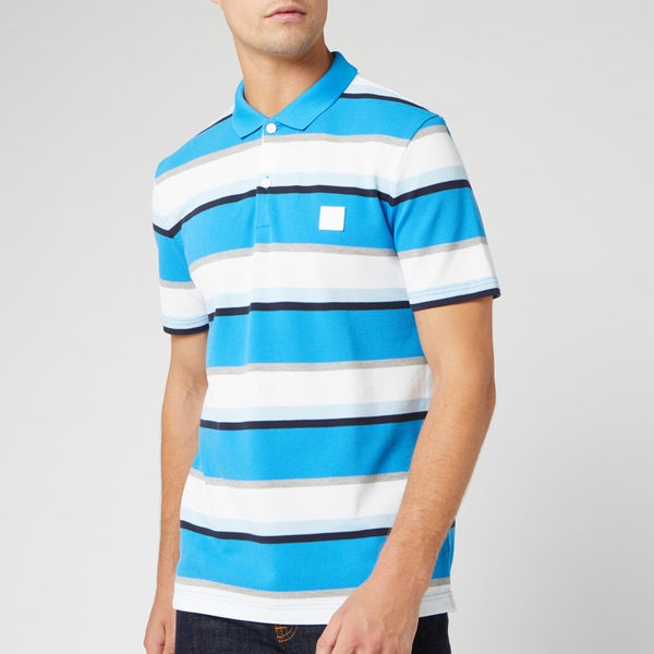 BOSS Men's Pblock Stripe Polo Shirt - Blue/White
