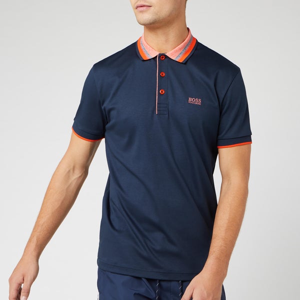 BOSS Men's Paddy 1 Polo Shirt - Navy/Orange Collar