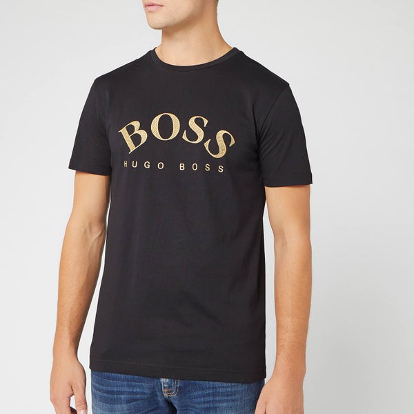 BOSS Men's Tee 1 Embroidered Logo T-Shirt - Black/Gold