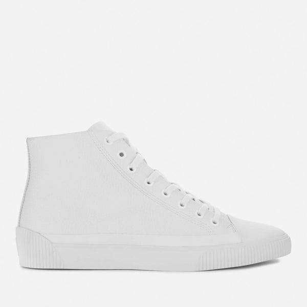 HUGO Men's Zero Grained Leather Hi-Top Trainers - White