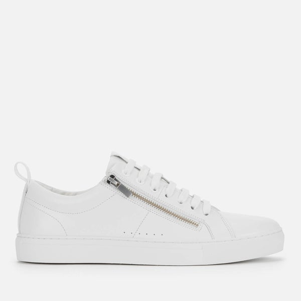 HUGO Men's Futurism Leather Double Zip Low Top Trainers - White