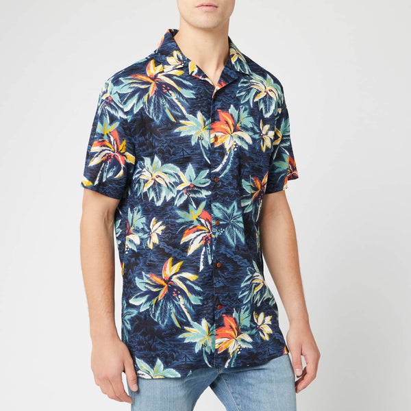 Tommy Hilfiger Men's Hawaiian Print Shirt - Vintage Indigo/Jet Black/Multi