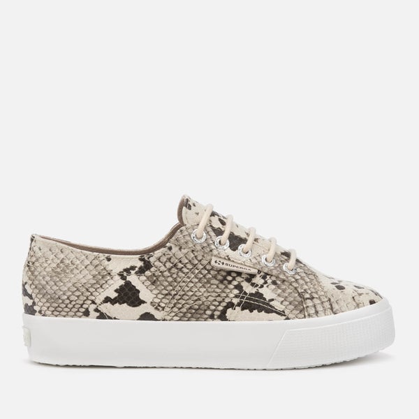 Superga Women's 2730 Synthetic Snake Trainers - Taupe Black