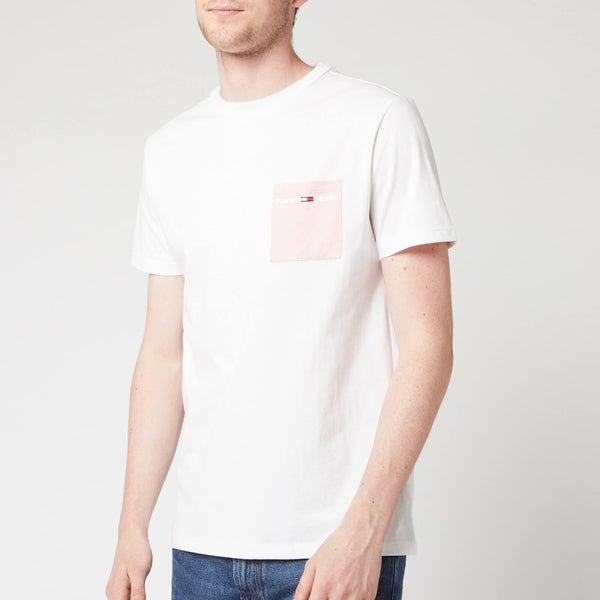 Tommy Jeans Men's Contrast Pocket T-Shirt - Classic White/Peach Skin