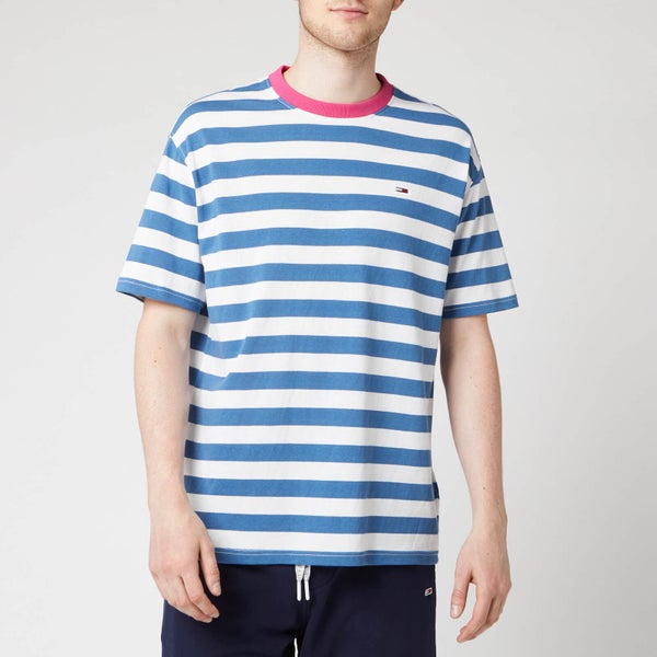 Tommy Jeans Men's Colour Neck Stripe T-Shirt - Federal Blue/Multi