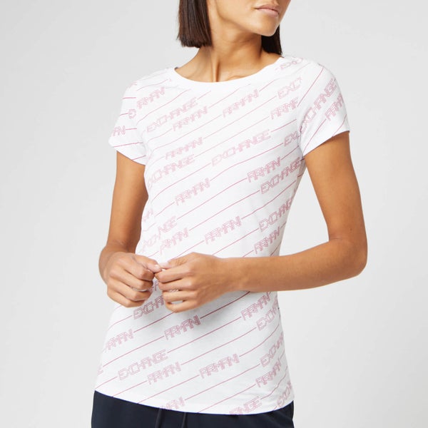 Armani Exchange Women's Logo Print T-Shirt - White/Pink