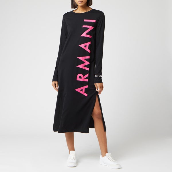 Armani Exchange Women's Logo Midi Dress - Black