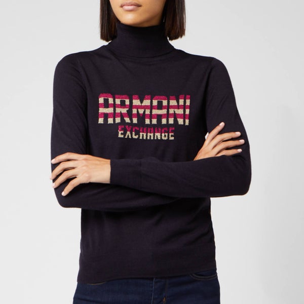 Armani Exchange Women's Logo Knit Pullover - Blueberry
