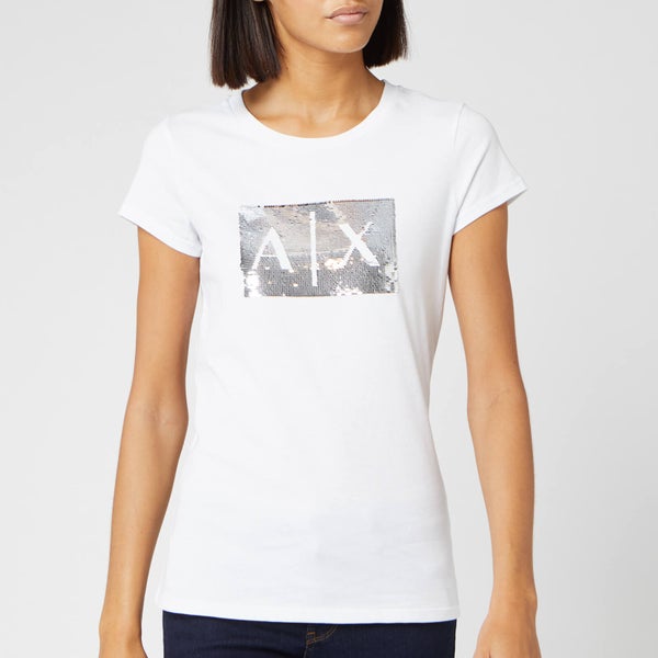 Armani Exchange Women's Sequin Logo T-Shirt - White