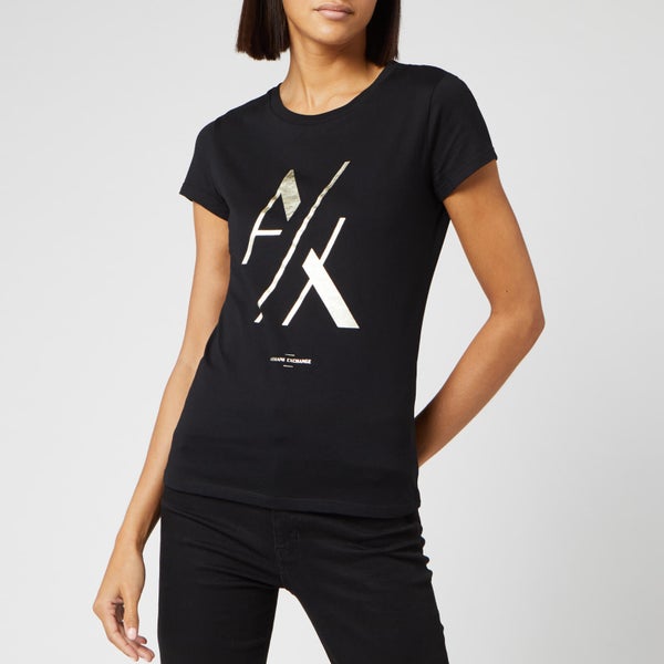 Armani Exchange Women's Foil Logo T-Shirt - Black