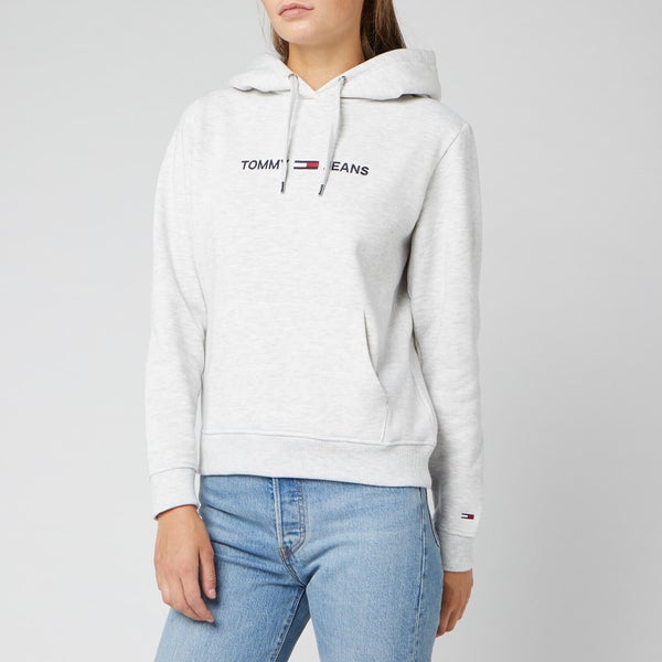 Tommy Jeans Women's Clean Linear Logo Hoodie - Pale Grey Heather