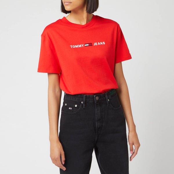 Tommy Jeans Women's Clean Linear Logo T-Shirt - Flame Scarlet